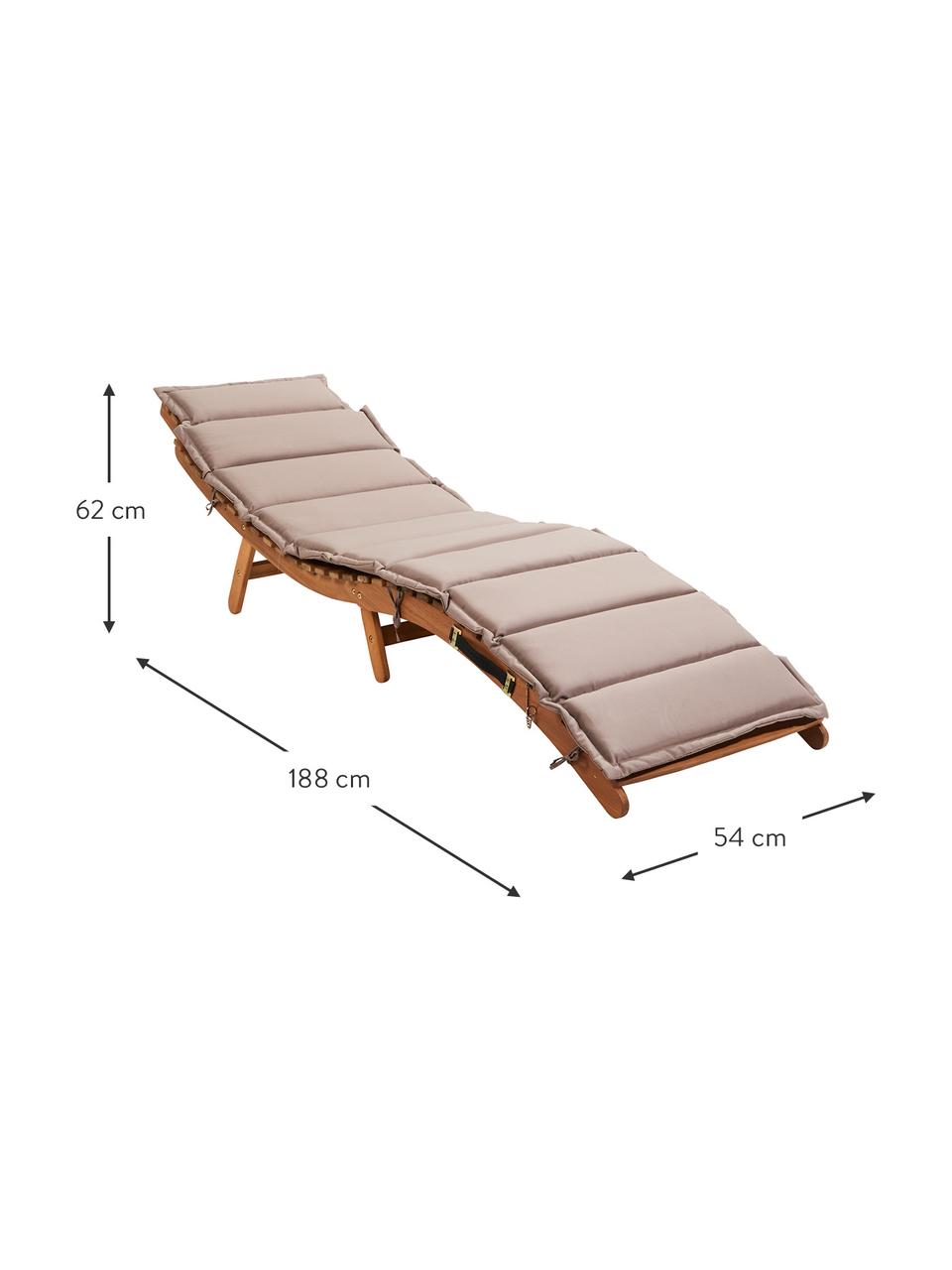 Holz-Gartenliege Sun Waver mit Polsterauflage, Akazienholz, lackiert, Akazienholz, Beige, B 54 x L 188 cm