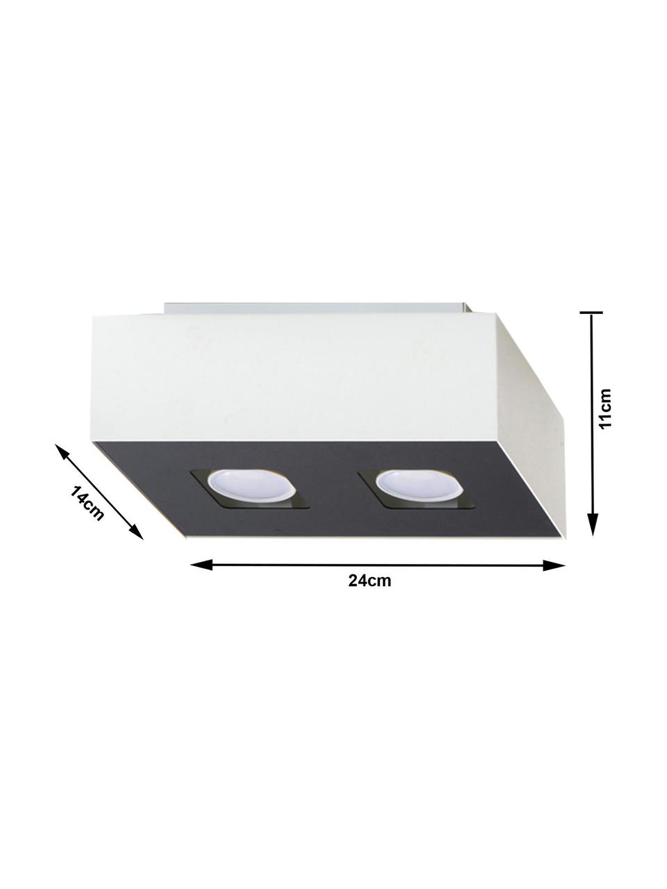 Kleiner Deckenstrahler Hydra, Lampenschirm: Stahl, beschichtet, Baldachin: Stahl, beschichtet, Weiß, Schwarz, 24 x 11 cm