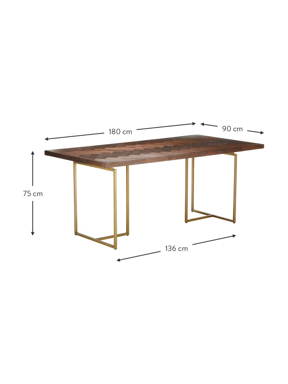 Stół do jadalni w jodełkę Class, różne rozmiary, Blat: płyta pilśniowa średniej , Nogi: metal malowany proszkowo, Drewno naturalne, S 180 x G 90 cm