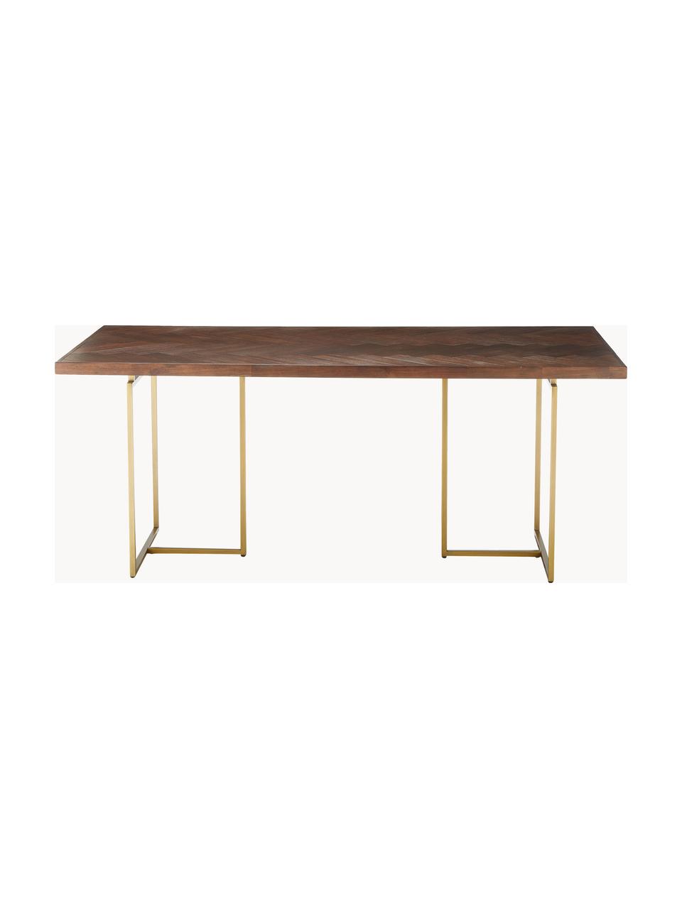 Mesa de comedor diseño espiga Class, tamaños diferentes, Tablero: tablero de fibras de dens, Patas: metal con pintura en polv, Madera, An 180 x F 90 cm