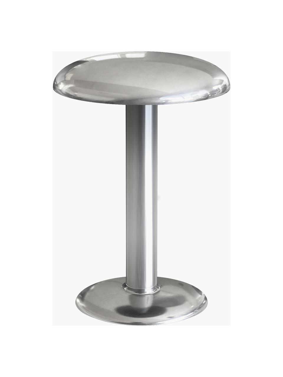 Kleine mobiele LED tafellamp Gustave, dimbaar, Gecoat aluminium, Glanzend zilverkleurig, Ø 16 x H 21 cm