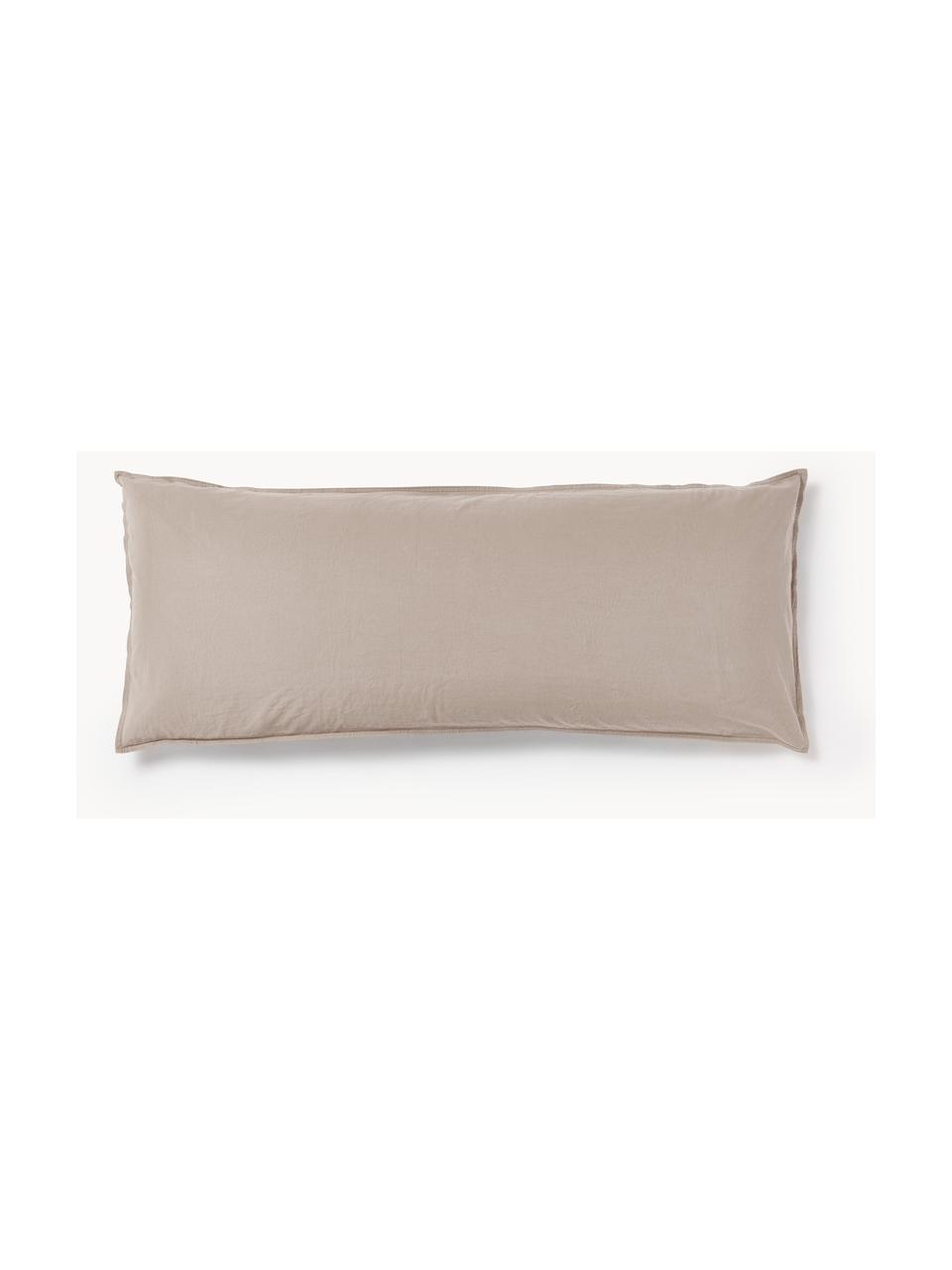 Funda de almohada de percal lavado Debbie, Gris pardo, An 45 x L 110 cm