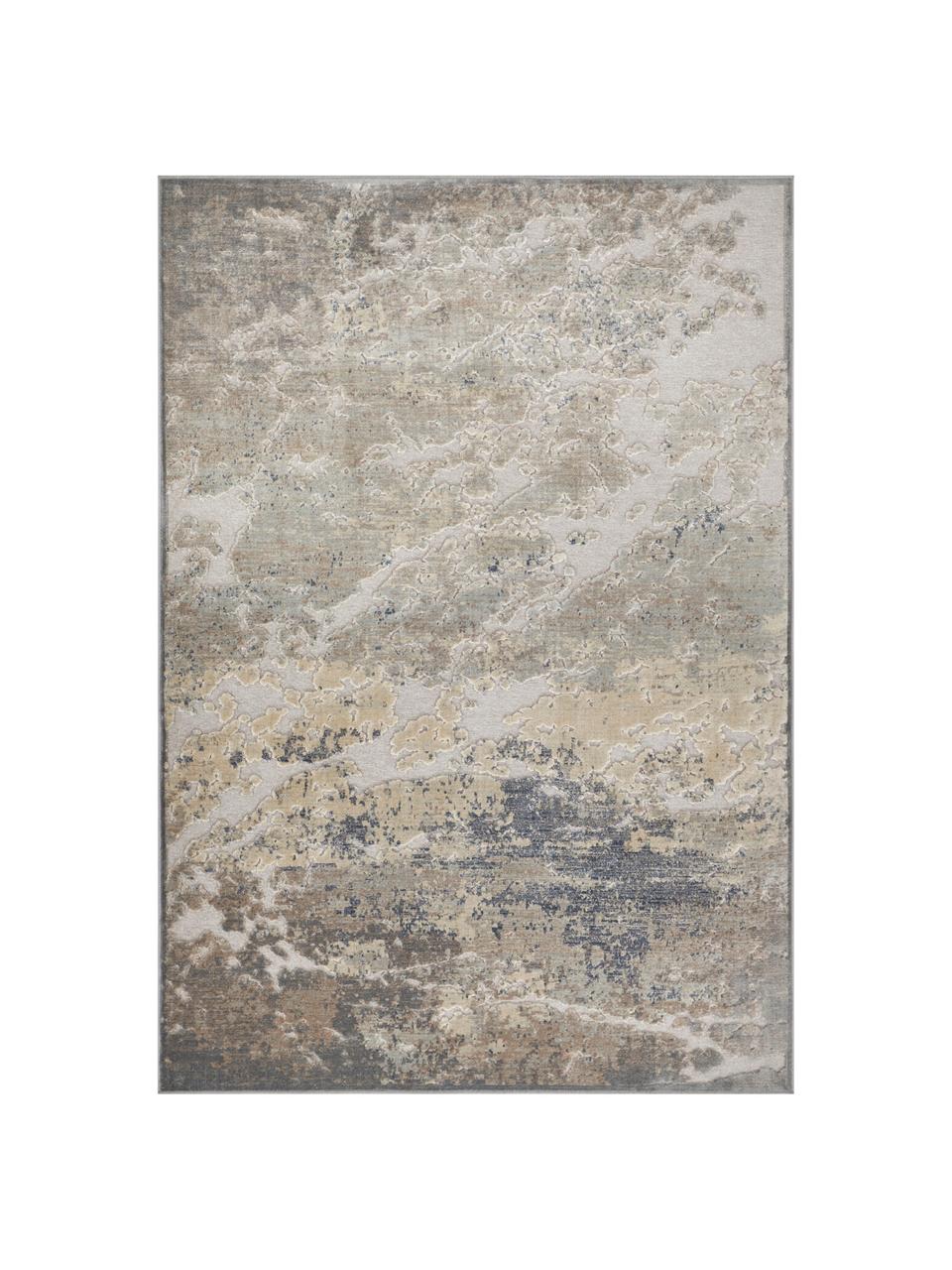 Tappeto in viscosa con effetto a rilievo Arroux, Retro: juta, Grigio, argentato, Larg. 200 x Lung. 300 cm (taglia L)