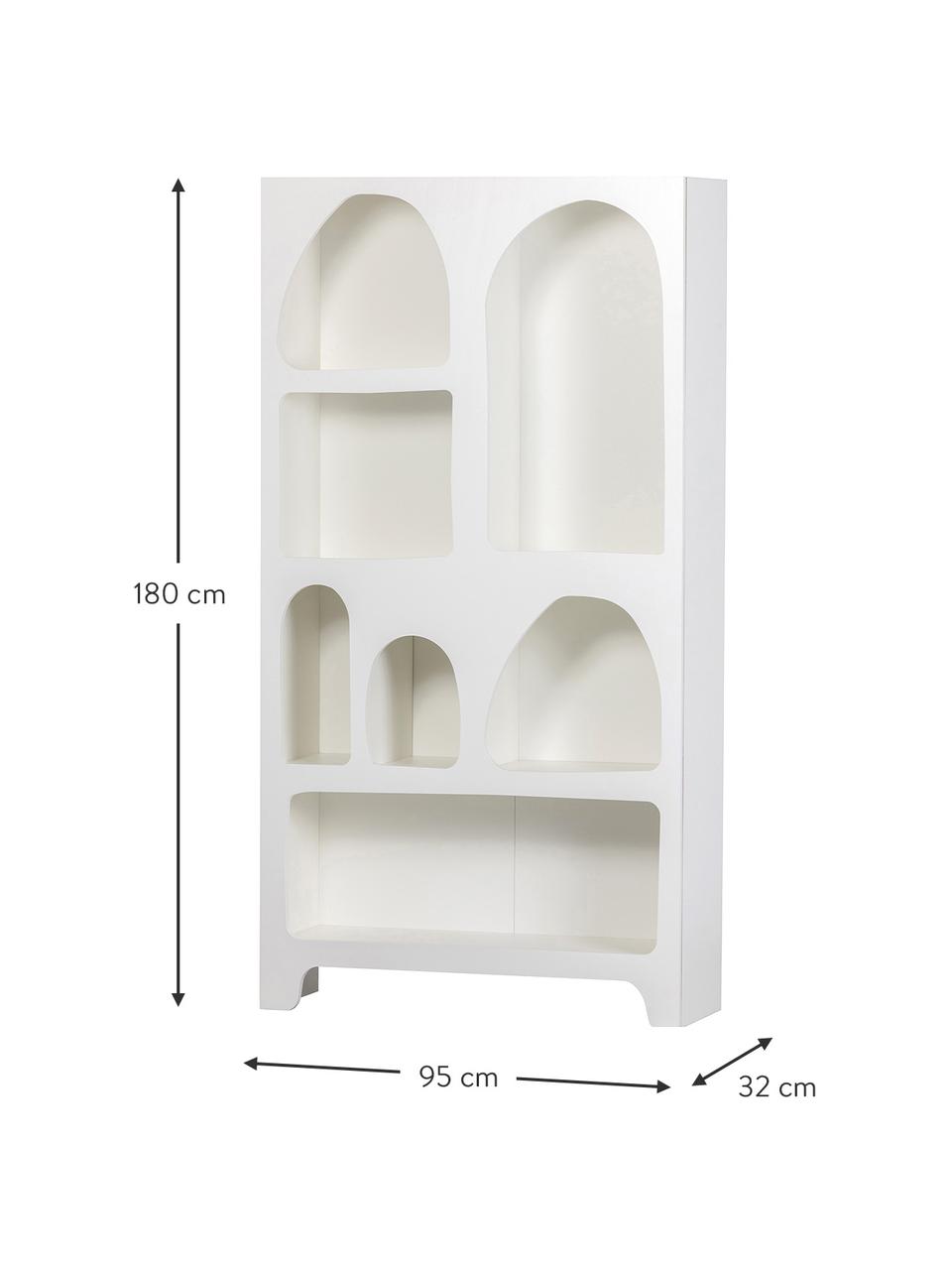 Estantería Zacun, Madera contrachapada recubierta con certificado FSC., Blanco, An 95 x Al 180 cm