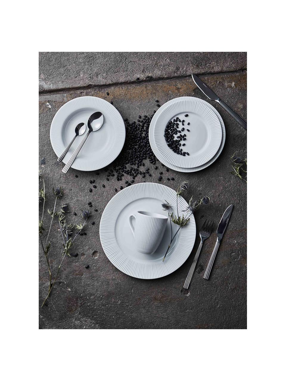 Set di stoviglie in porcellana con rilievo Groovy, per 4 persone (16 pz), Porcellana, Bianco, Set in varie misure