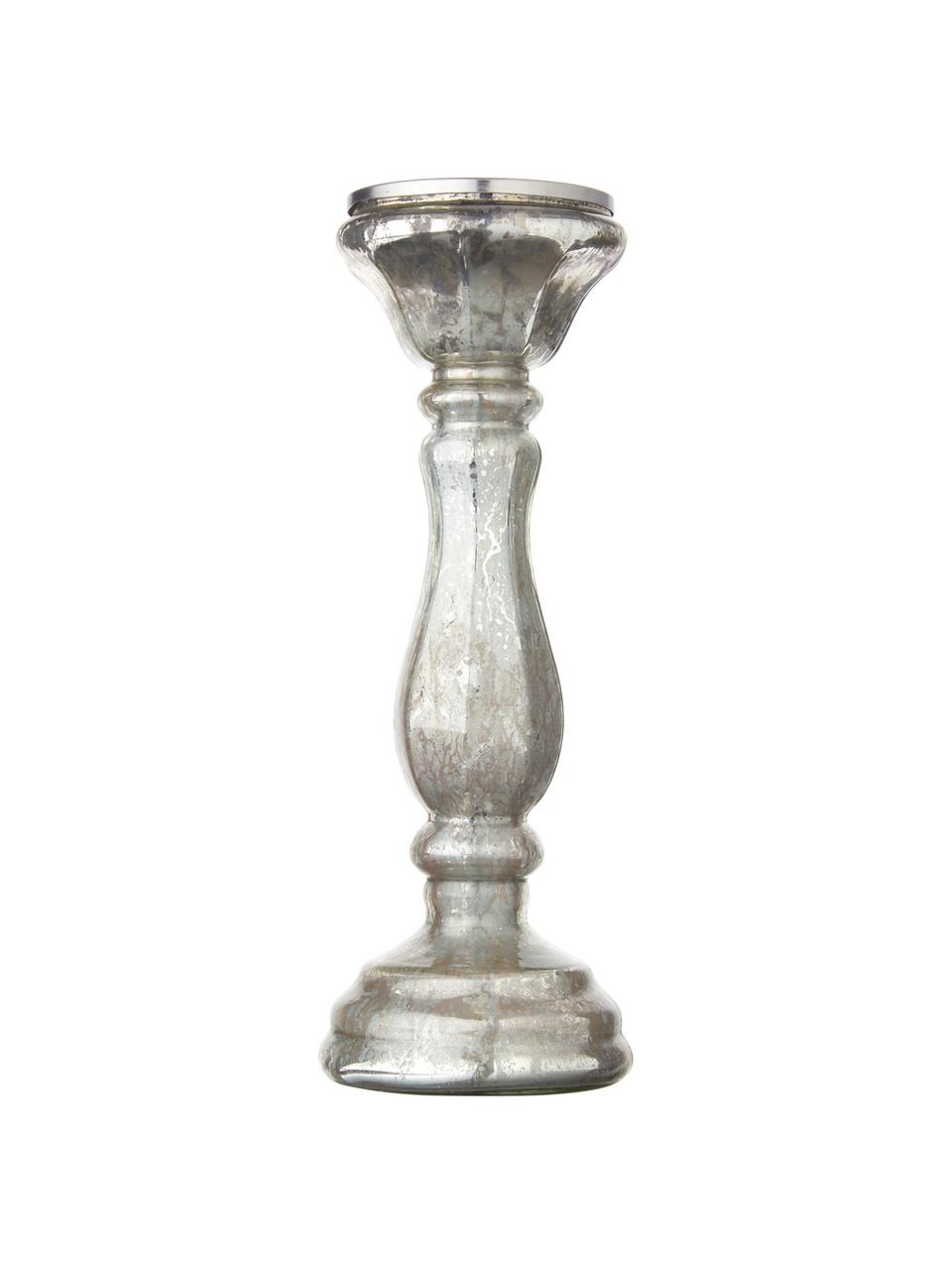 Candelabro Dundee, Vetro, Argentato, Ø 12 x Alt. 31 cm