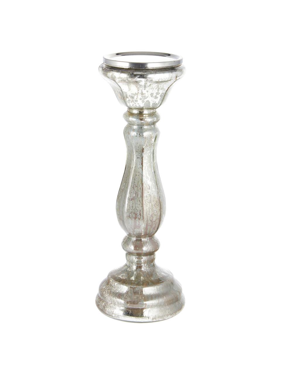 Candelabro Dundee, Vetro, Argentato, Ø 12 x Alt. 31 cm