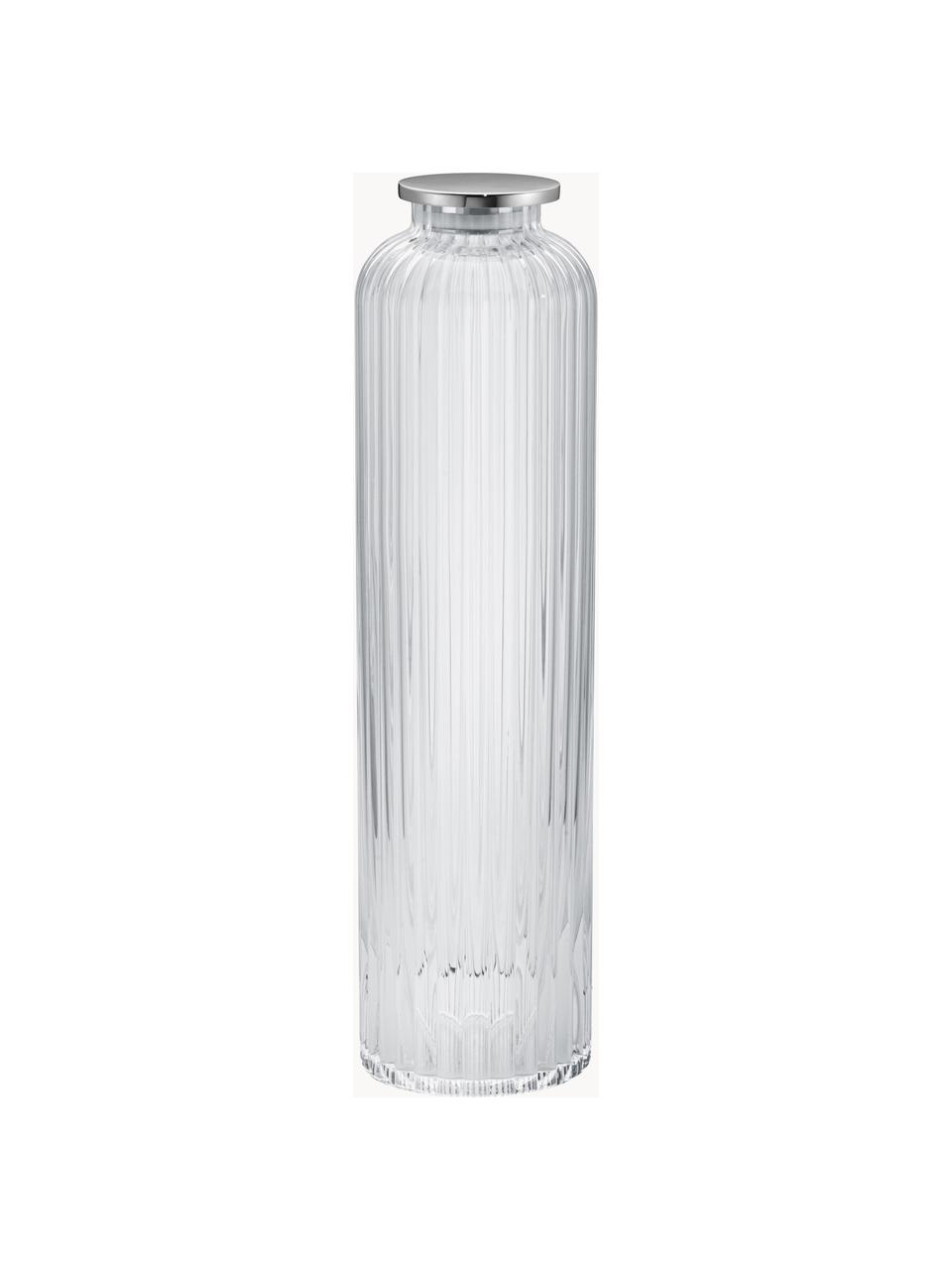 Kristall-Wasserkraffe Bernadotte mit Rillenstruktur, 1.1 L, Deckel: Edelstahl, poliert, Transparent, Silberfarben, 1.1 L