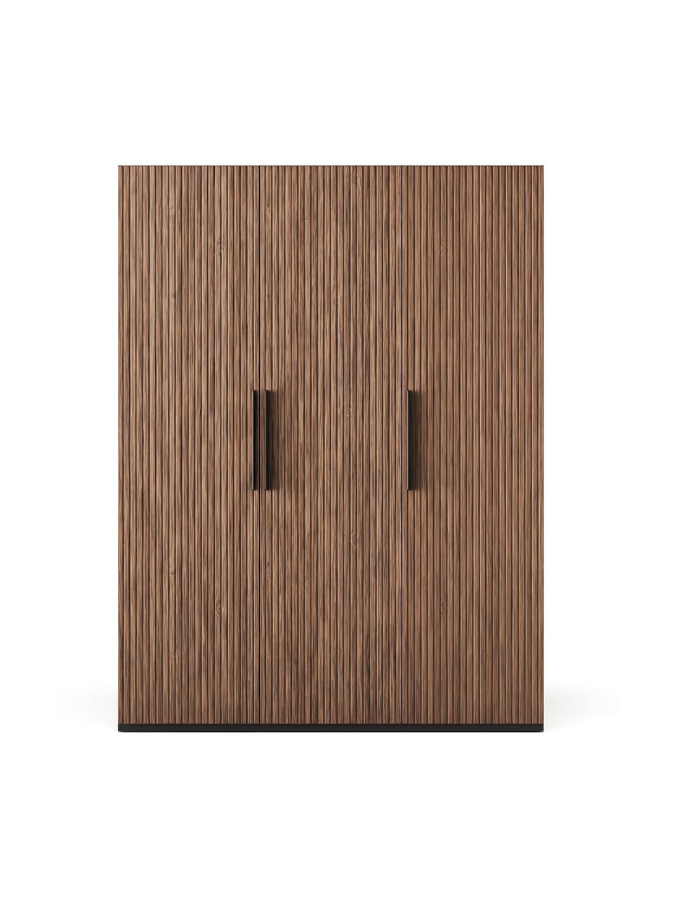 Armoire modulaire à portes battantes Simone, larg. 150 cm, plusieurs variantes, Aspect bois de noyer, noir, Premium Interior, larg. 150 x haut. 236 cm