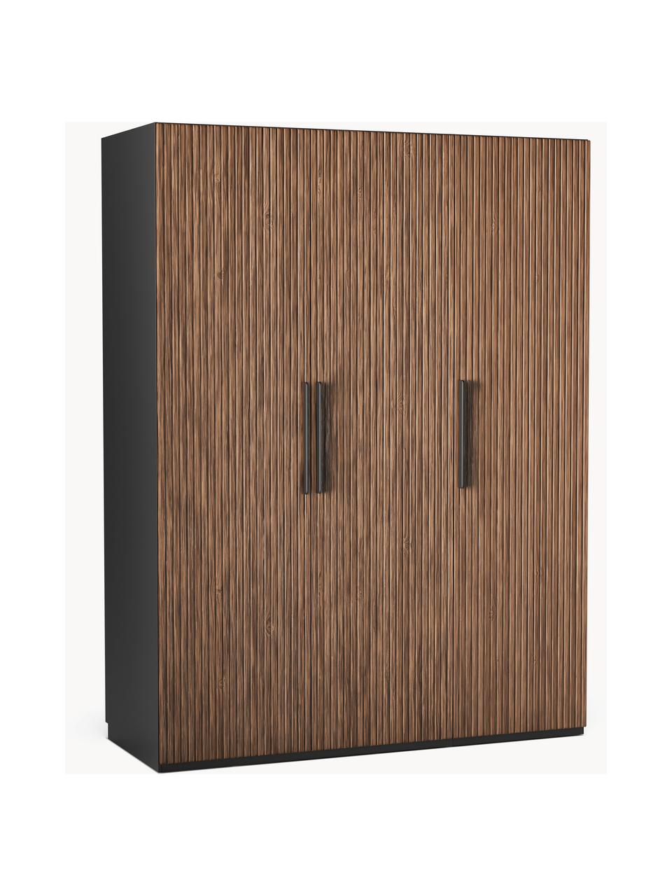 Modulární skříň ve vzhledu ořechového dřeva s otočnými dveřmi Simone, šířka 150 cm, více variant, Vzhled ořechového dřeva, černá, Interiér Premium, Š 150 x V 236 cm