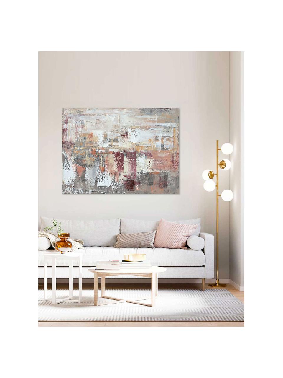 Ręcznie malowany obraz na płótnie Pink Abstract, Stelaż: drewno sosnowe, Wielobarwny, S 150 x W 110 cm