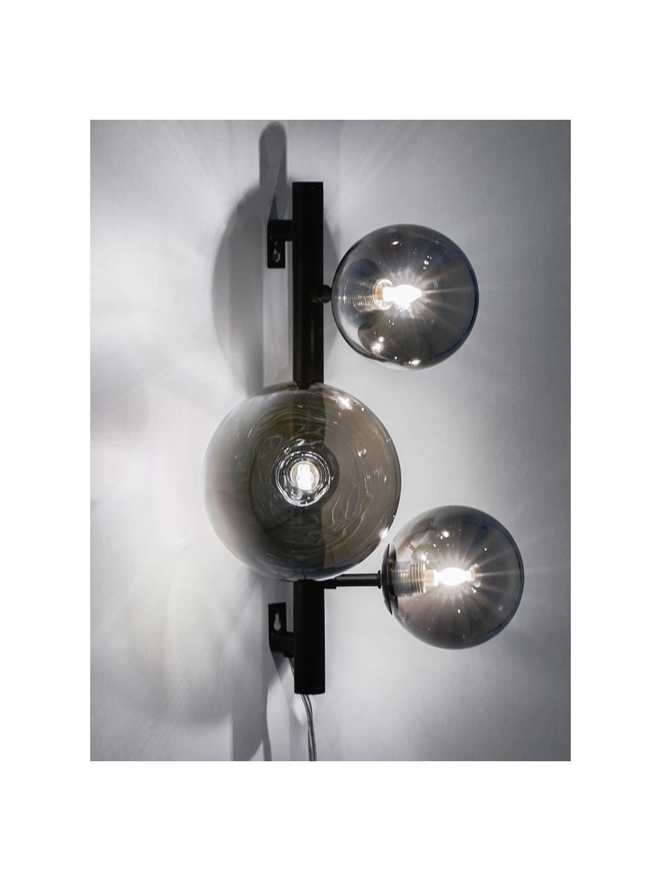 Wandlamp Molekyl met stekker, Zwart, grijs, 28 x 36 cm