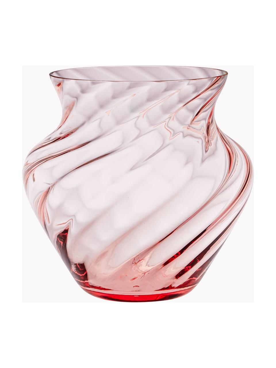 Handgefertigte Vase Dahlia, H 22 cm, Glas, Korallrot, Ø 23 x H 22 cm