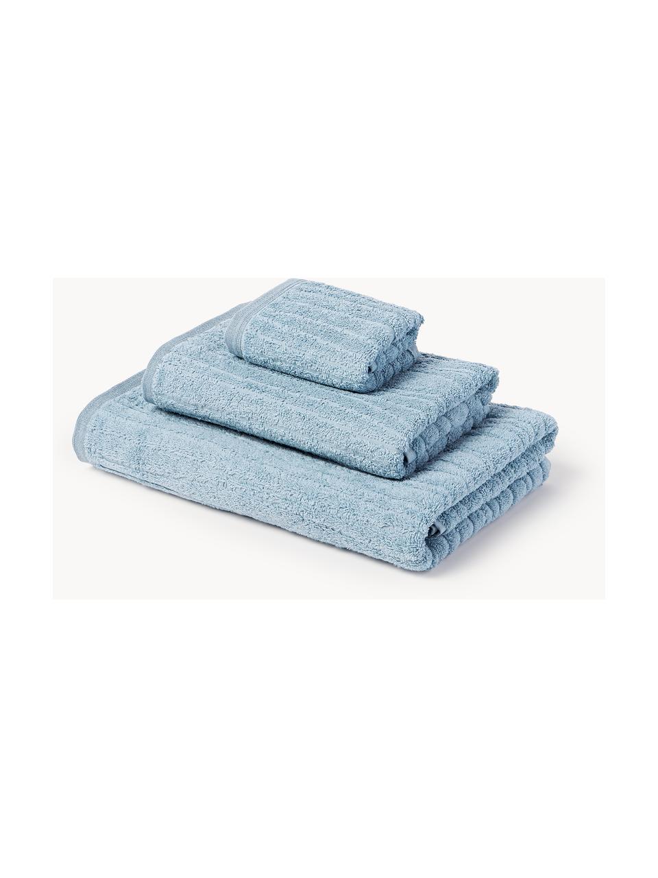 Lot de serviettes de bain en coton Audrina, tailles variées, Gris-bleu, 4 éléments (2 serviettes de toilette et 2 draps de bain)