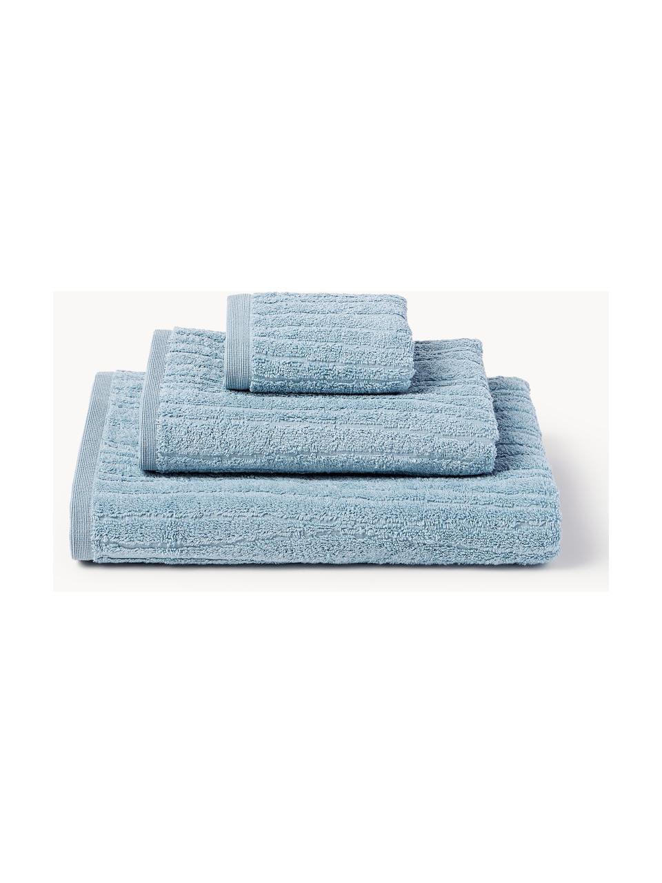 Lot de serviettes de bain en coton Audrina, tailles variées, Gris-bleu, 4 éléments (2 serviettes de toilette et 2 draps de bain)