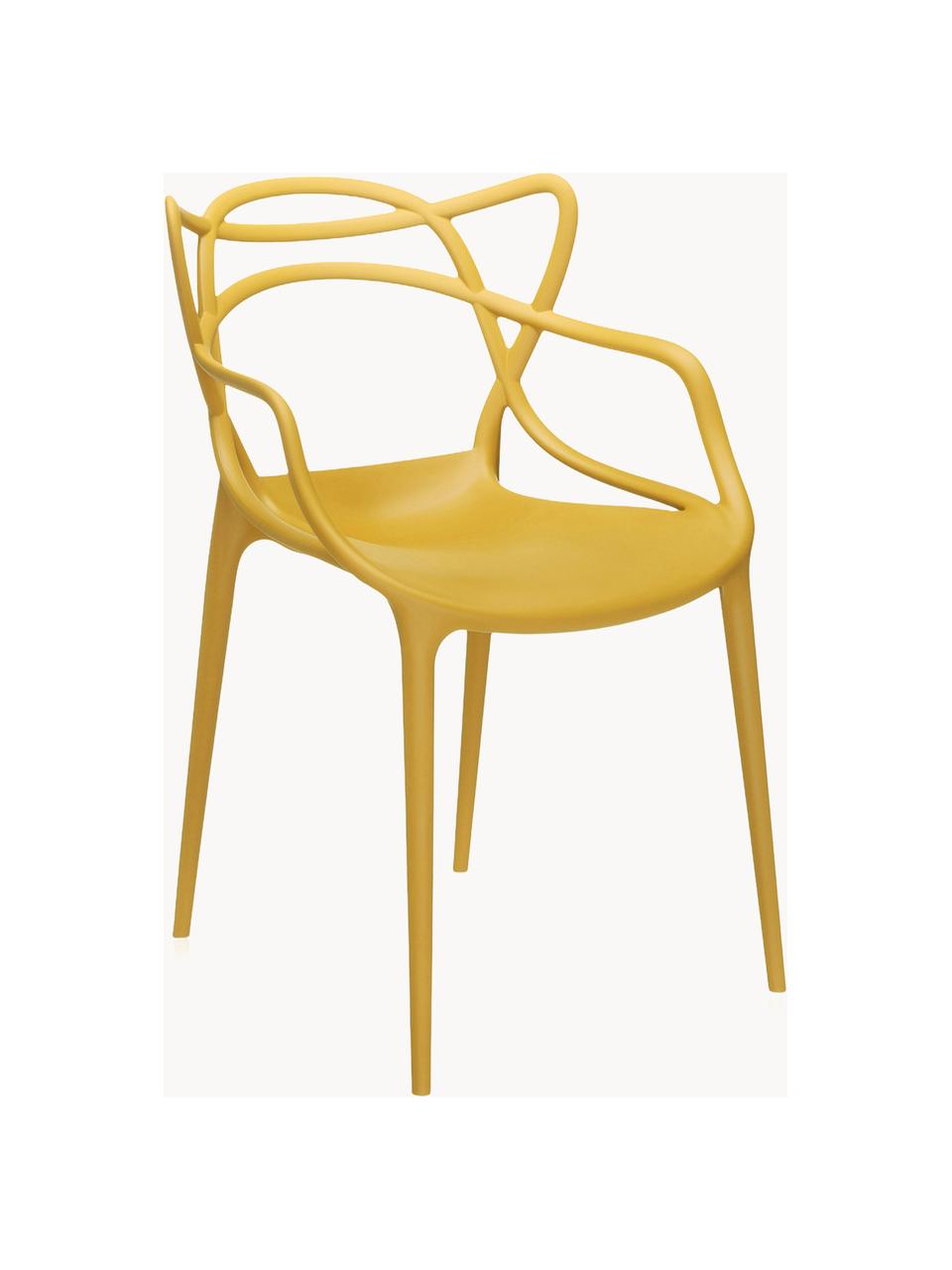 Designové židle s područkami Masters, 2 ks, Umělá hmota, Žlutá, Š 57 cm, V 47 cm