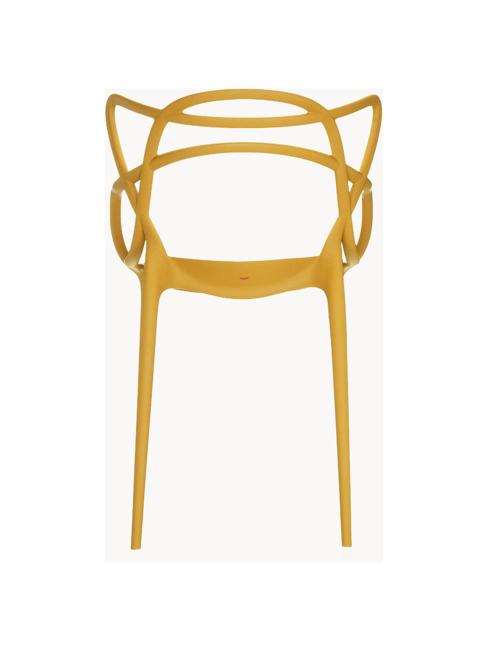 Krzesło z podłokietnikami Masters, 2 szt., Tworzywo sztuczne, Słoneczny żółty, S 57 x W 47 cm