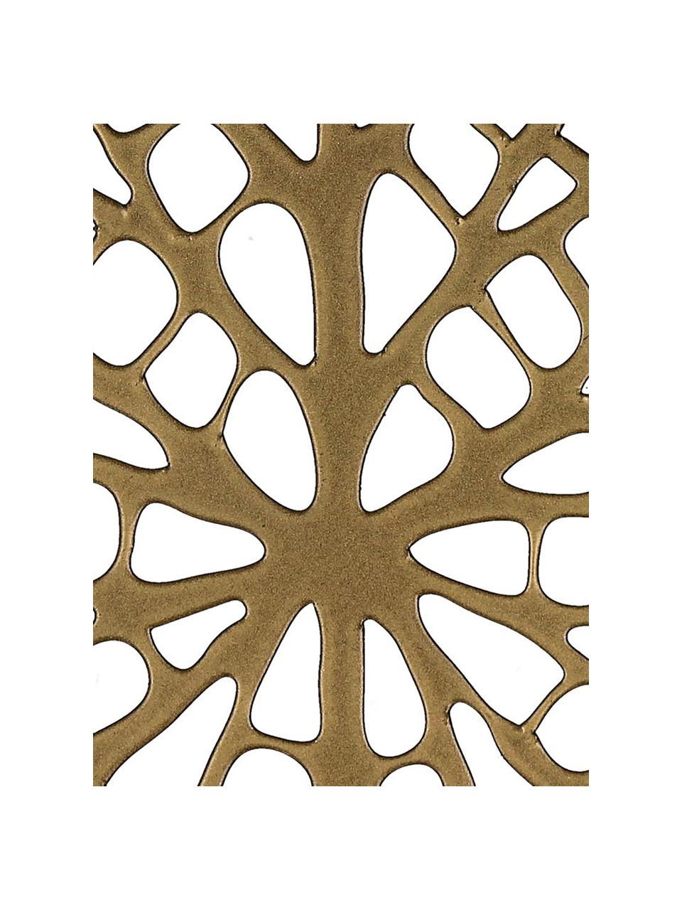 Sottobicchieri a forma di foglia Orient 6 pz, Metallo rivestito, Ottonato, Larg. 12 x Alt. 11 cm