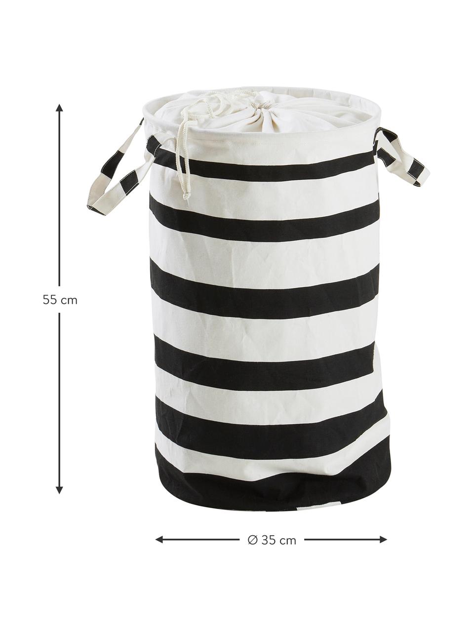 Cesta de ropa Amore, Fibra sintética, Blanco, negro, Ø 35 x Al 55 cm