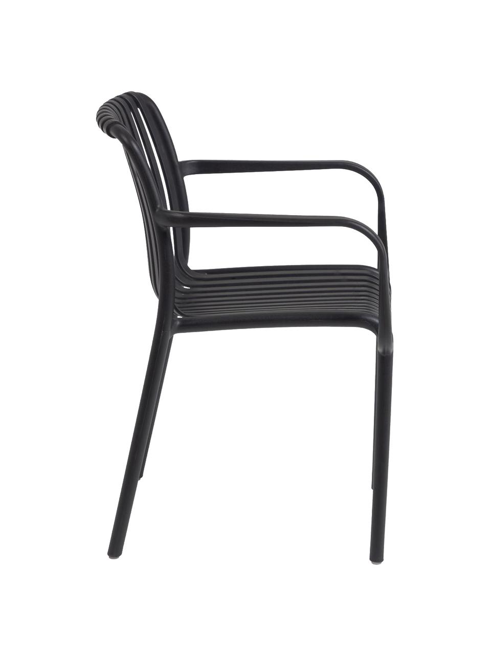 Záhradná stolička s opierkami Isabellini, Umelá hmota, Čierna, s vysokým leskom, Š 54 x H 49 cm