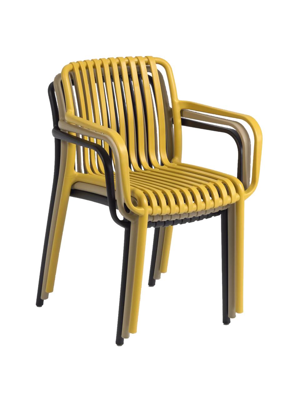 Chaise de jardin à accoudoirs Isabellini, Plastique, Noir, larg. 54 x prof. 49 cm