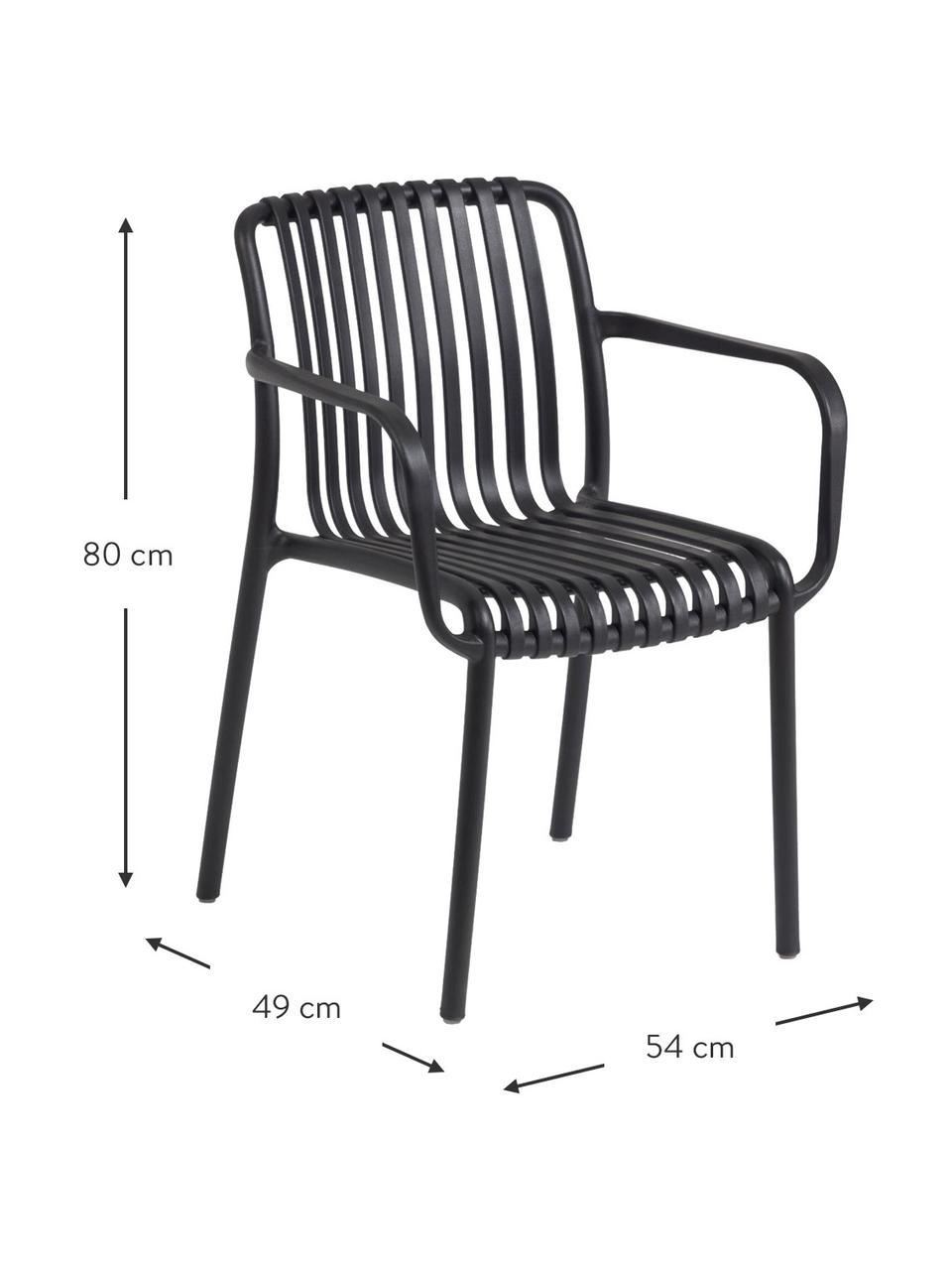 Krzesło ogrodowe z podłokietnikami Isabellini, Tworzywo sztuczne, Czarny, S 54 x G 49 cm
