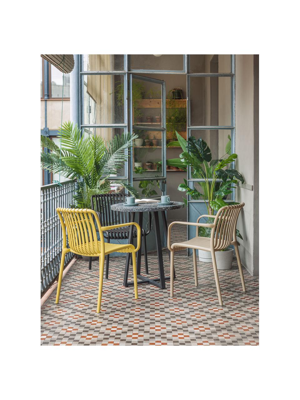 Sedia da giardino con braccioli Isabellini, Plastica, Nero, Larg. 54 x Prof. 49 cm
