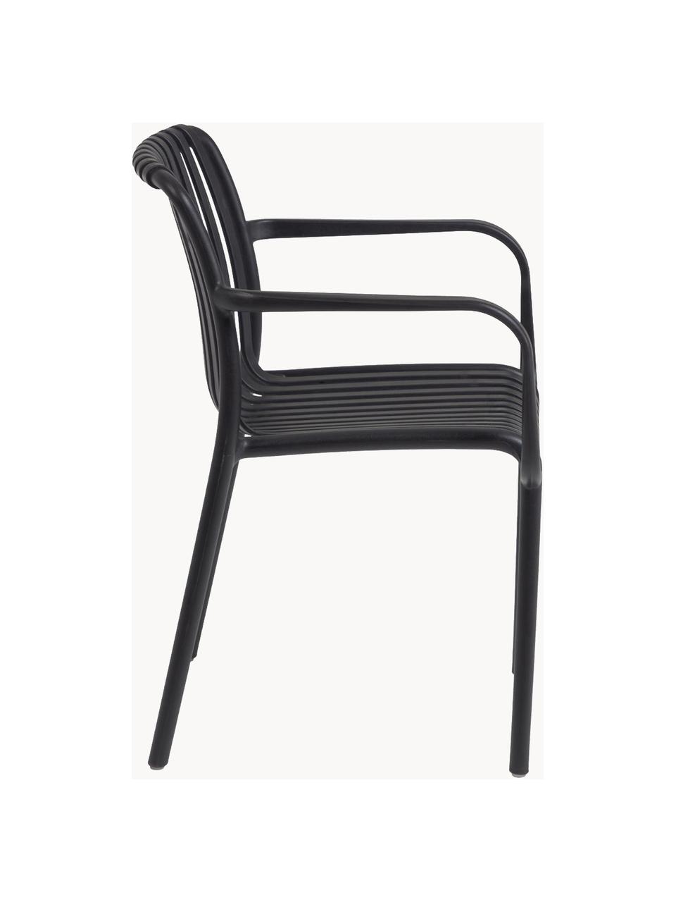 Zahradní židle s područkami Isabellini, Umělá hmota, Černá, Š 54 cm, H 49 cm