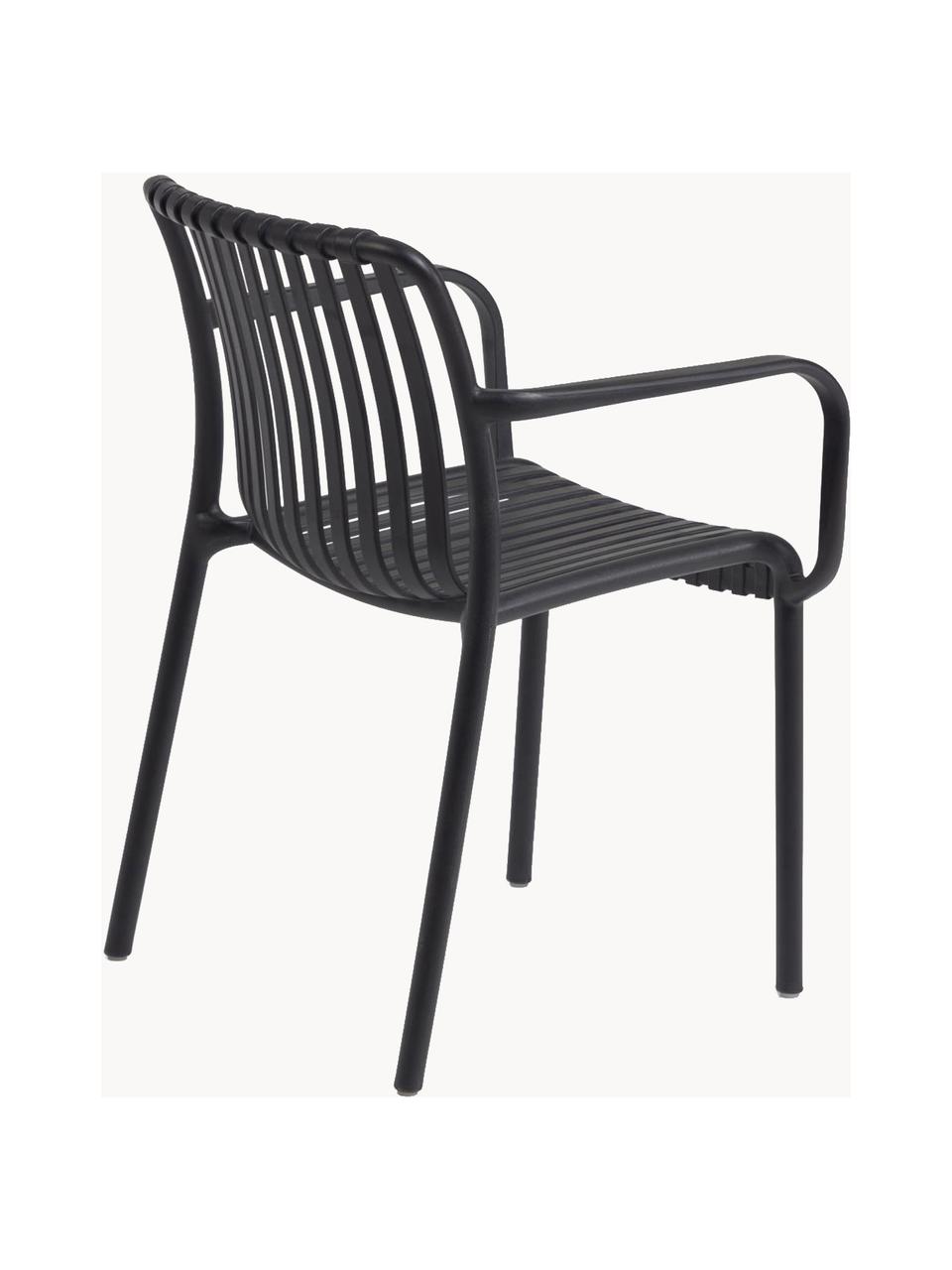 Chaise de jardin à accoudoirs Isabellini, Plastique, Noir, larg. 54 x prof. 49 cm