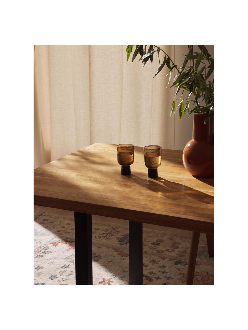 Tavolo in legno di quercia Oliver, varie misure, Gambe: metallo verniciato a polv, Legno di quercia oliato, nero, Larg. 140 x Prof. 90 cm