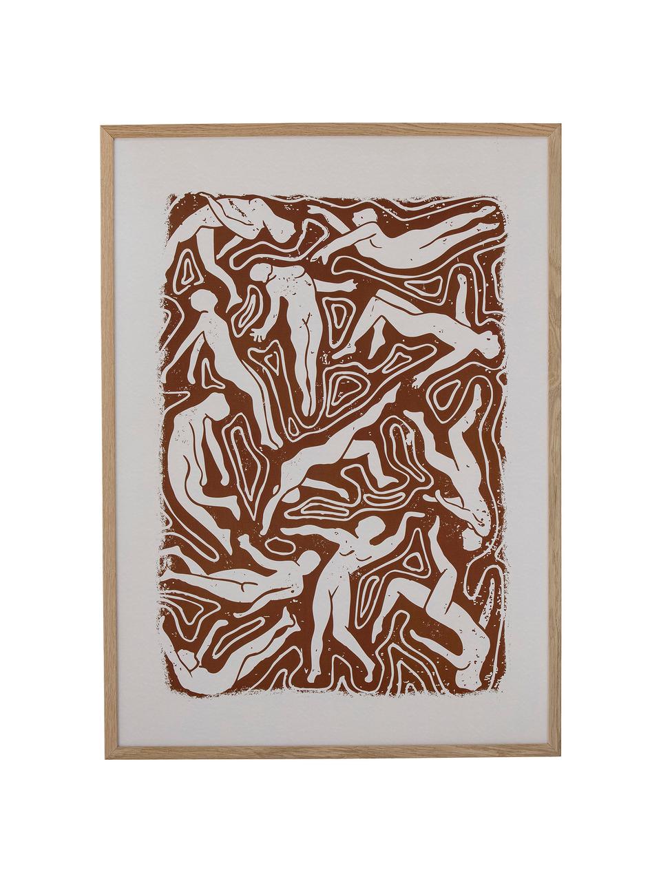 Ingelijste kunstdruk Ciron, Frame: eikenhoutkleurig, Bruin, beige, wit, lichtbruin, B 52 x H 72 cm