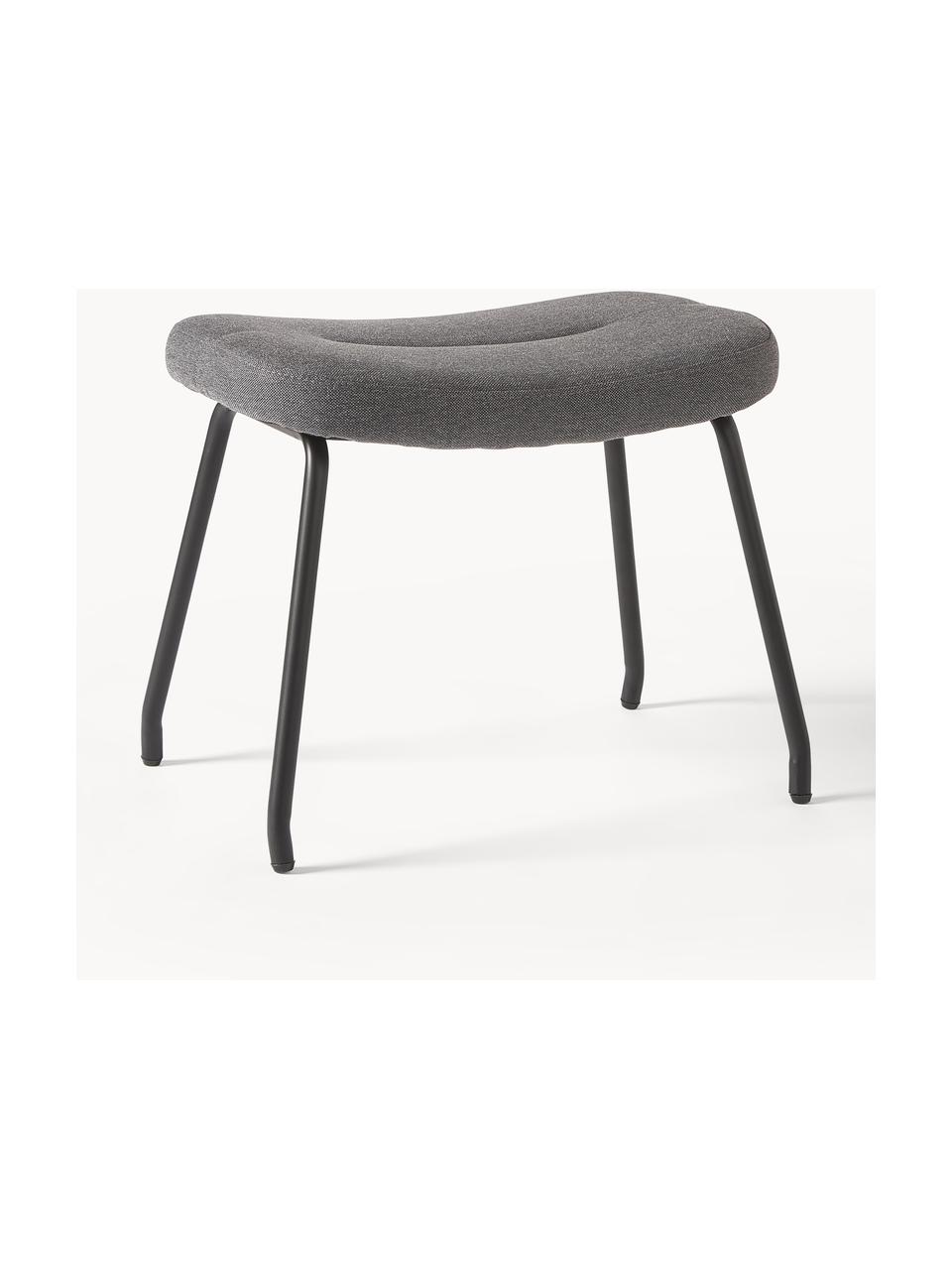 Tabouret rembourré avec pieds en métal Wing, Tissu anthracite, noir, larg. 50 x haut. 41 cm