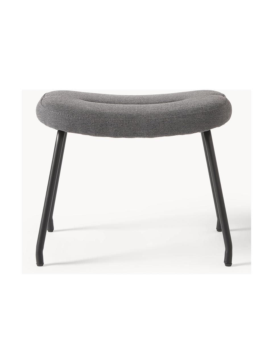 Tabouret rembourré avec pieds en métal Wing, Tissu anthracite, noir, larg. 50 x haut. 41 cm