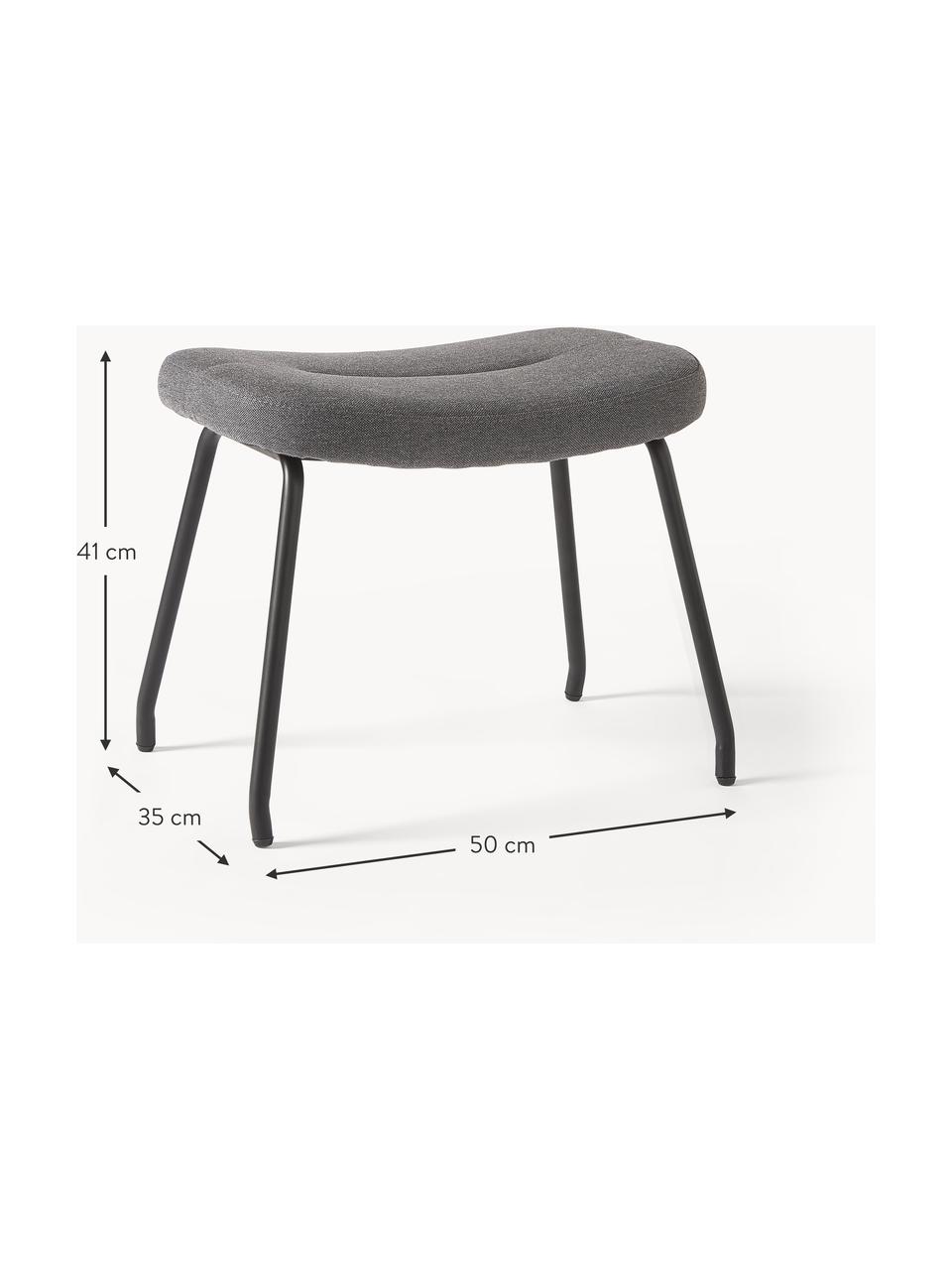 Polsterhocker Wing mit Metallbeinen, Bezug: 93 % Polyester, 5 % Baumw, Füße: Metall, beschichtet, Webstoff Dunkelgrau, Schwarz, B 50 x H 41 cm