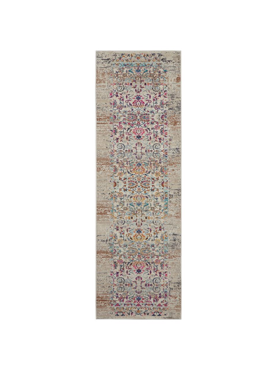 Alfombra corredor de pelo corto Kashan, Parte superior: 100% polipropileno, Reverso: látex, Greige, multicolor, An 71 x L 230 cm