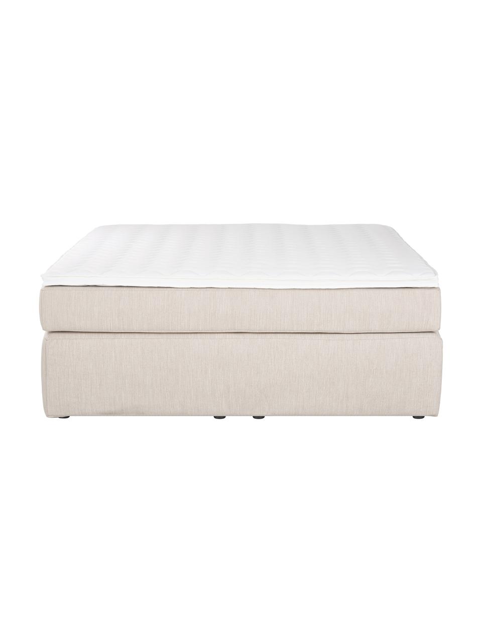 Cama continental Enya, sin cabecero, Patas: plástico, Tejido beige oscuro, 160 x 200 cm, dureza H3