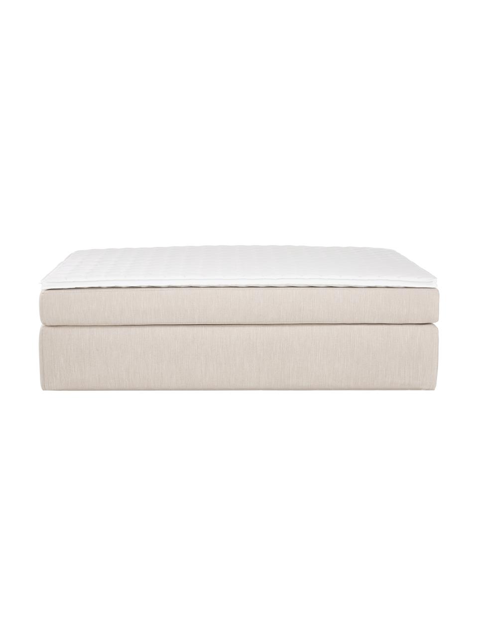 Cama continental Enya, sin cabecero, Patas: plástico, Tejido beige oscuro, 160 x 200 cm, dureza H3