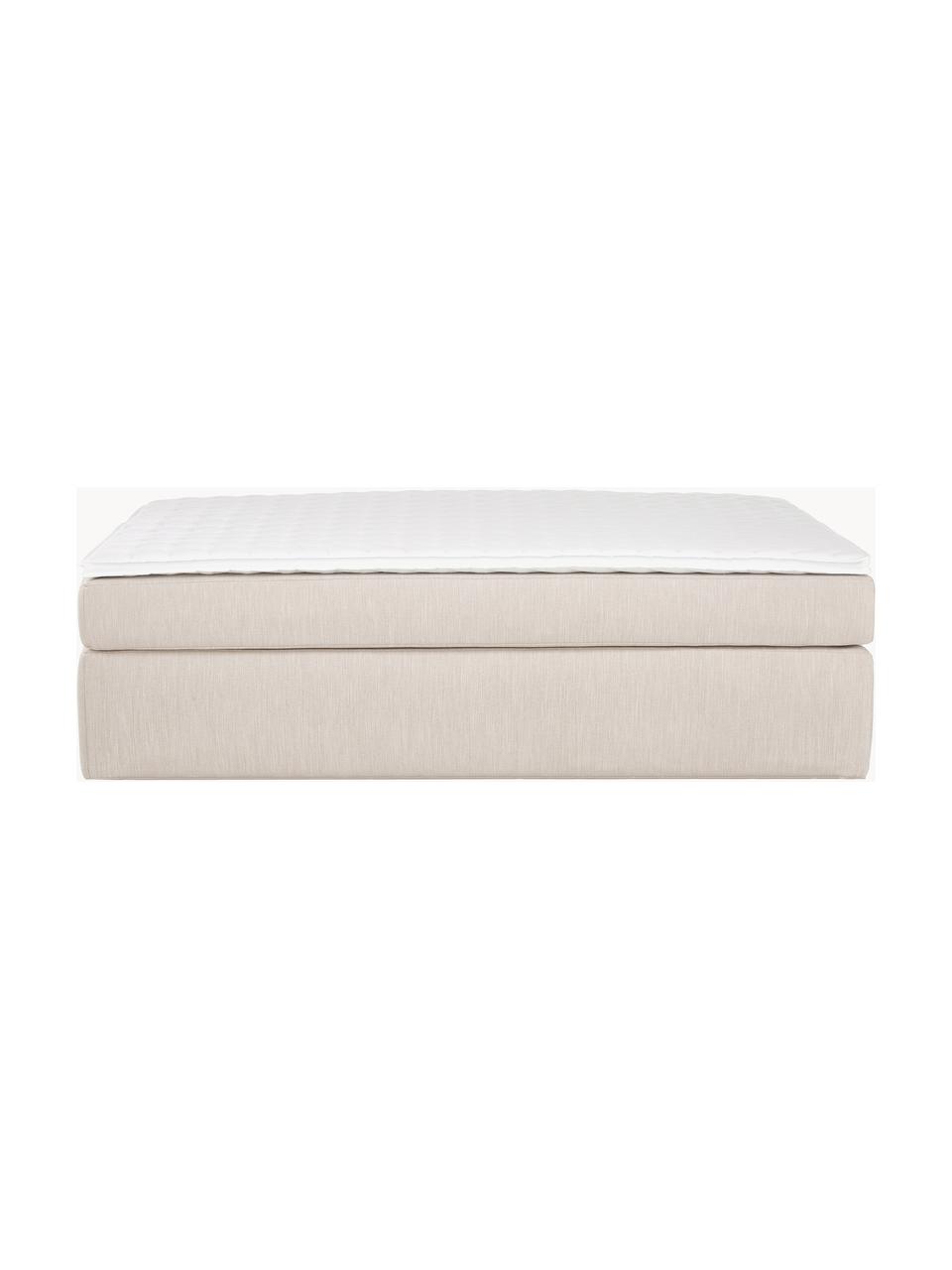 Boxspringbed Enya, Matras: 5-zones pocketvering, Poten: kunststof Dit product is , Geweven stof beige, B 160 x L 200 cm, hardheidsgraad H3