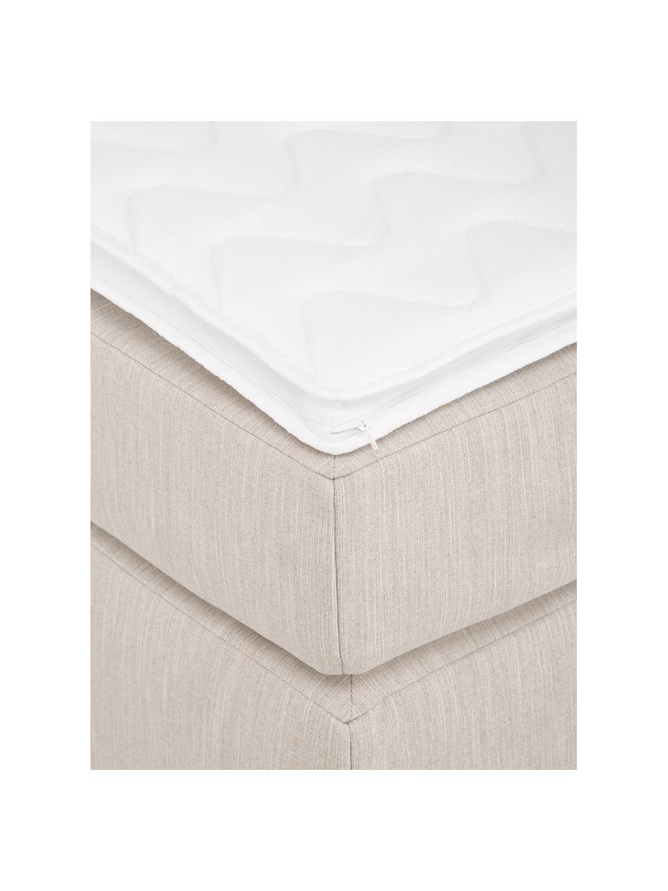 Letto boxspring Enya, Rivestimento superiore: 45% cotone, 55% poliester, Materasso: nucleo a molle insacchett, Piedini: plastica Questo prodotto , Tessuto beige, Larg. 160 x lung. 200 cm, grado di durezza H3