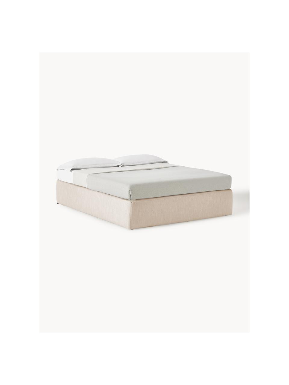 Letto boxspring Enya, Rivestimento superiore: 45% cotone, 55% poliester, Materasso: nucleo a molle insacchett, Piedini: plastica Questo prodotto , Tessuto beige, Larg. 160 x lung. 200 cm, grado di durezza H3