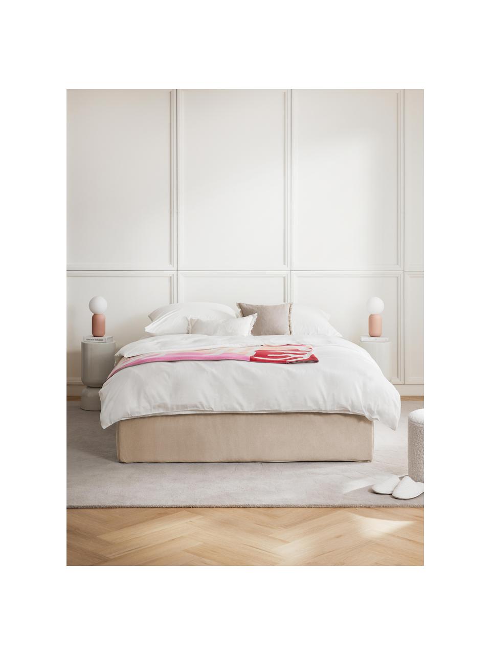 Letto boxspring Enya, Rivestimento superiore: 45% cotone, 55% poliester, Materasso: nucleo a molle insacchett, Piedini: plastica Questo prodotto , Tessuto beige, Larg. 160 x lung. 200 cm, grado di durezza H3