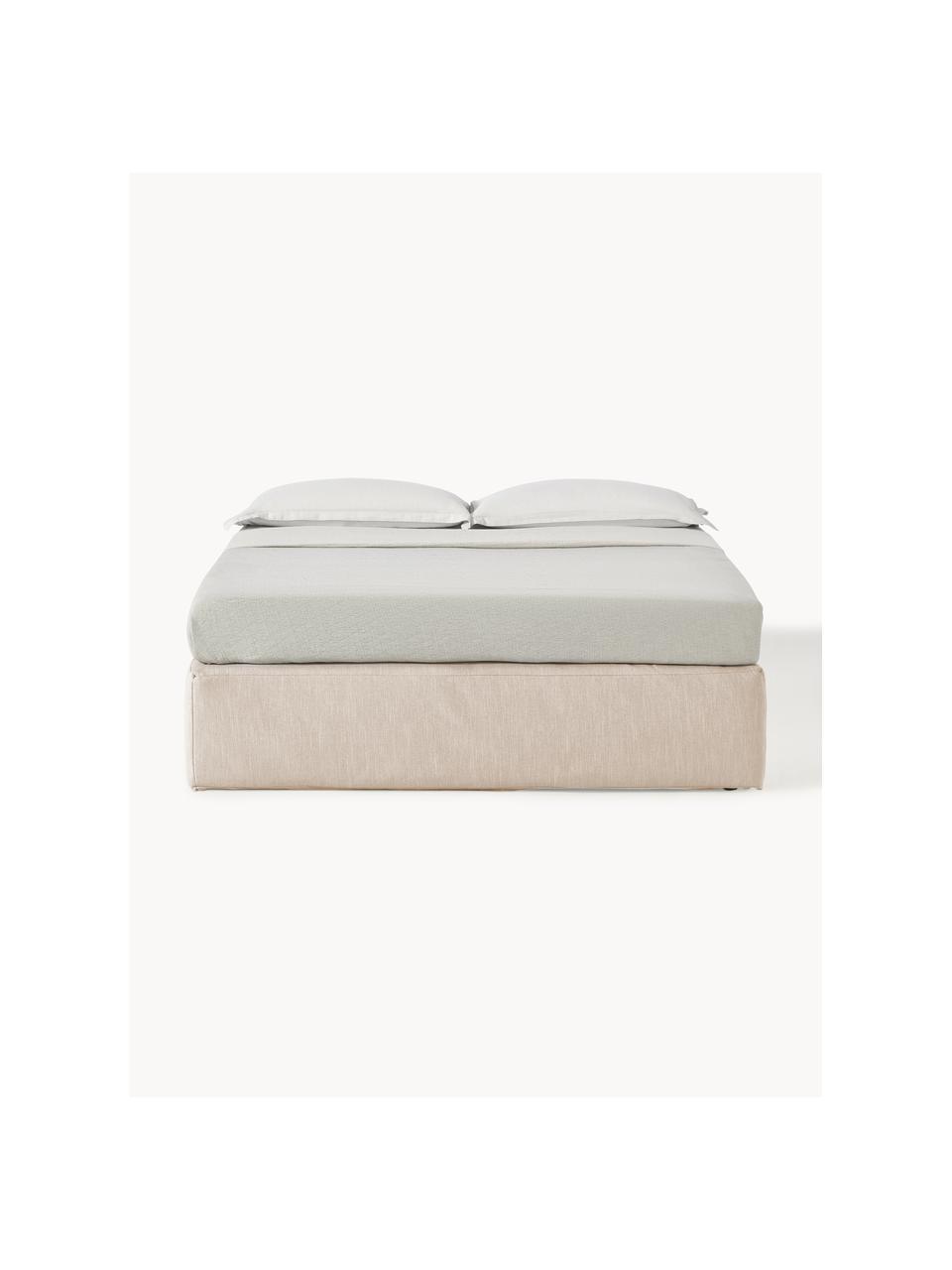 Letto boxspring Enya, Rivestimento superiore: 45% cotone, 55% poliester, Materasso: nucleo a molle insacchett, Piedini: plastica Questo prodotto , Tessuto beige, Larg. 160 x lung. 200 cm, grado di durezza H3