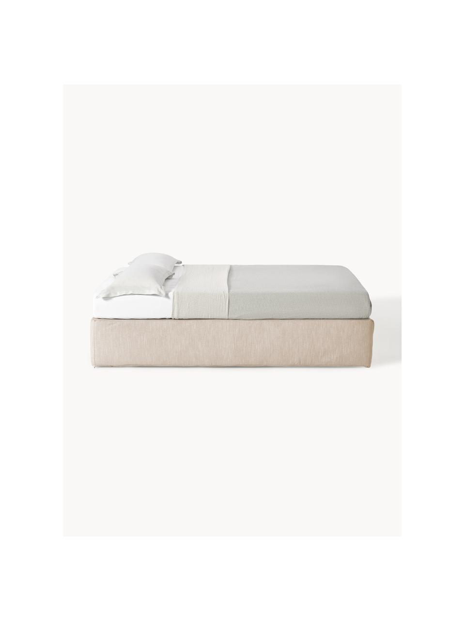 Letto boxspring Enya, Rivestimento superiore: 45% cotone, 55% poliester, Materasso: nucleo a molle insacchett, Piedini: plastica Questo prodotto , Tessuto beige, Larg. 160 x lung. 200 cm, grado di durezza H3