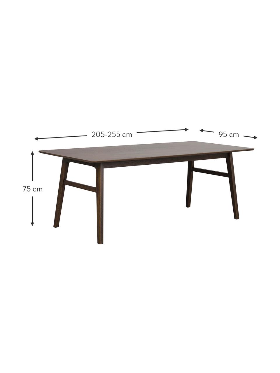 Table extensible bois de chêne Nagano, 205 - 255 x 95 cm, Bois, larg. 205 x prof. 95 cm
