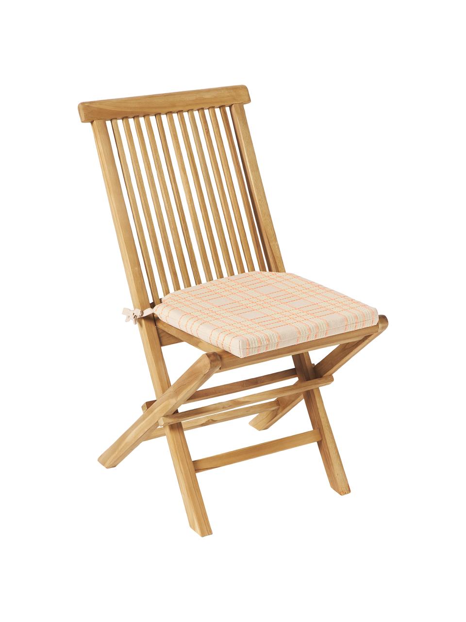 Károvaný bavlněný podsedák s výšivkou Orla, 100 % bavlna, Oranžová, Š 40 cm, D 37 cm