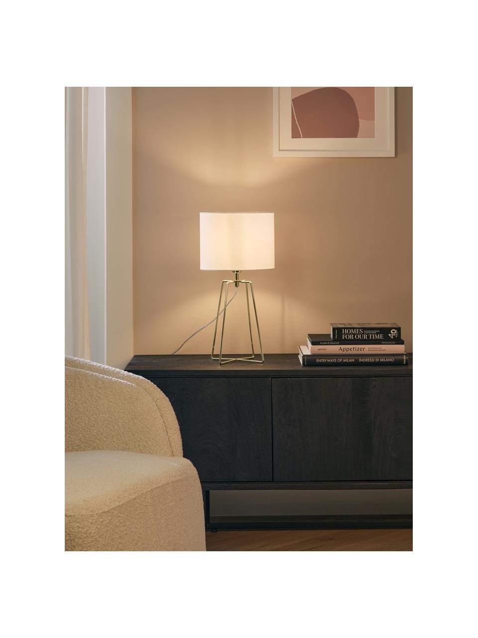 Lampe à poser Karolina, Blanc, couleur laitonnée, Ø 25 x haut. 49 cm