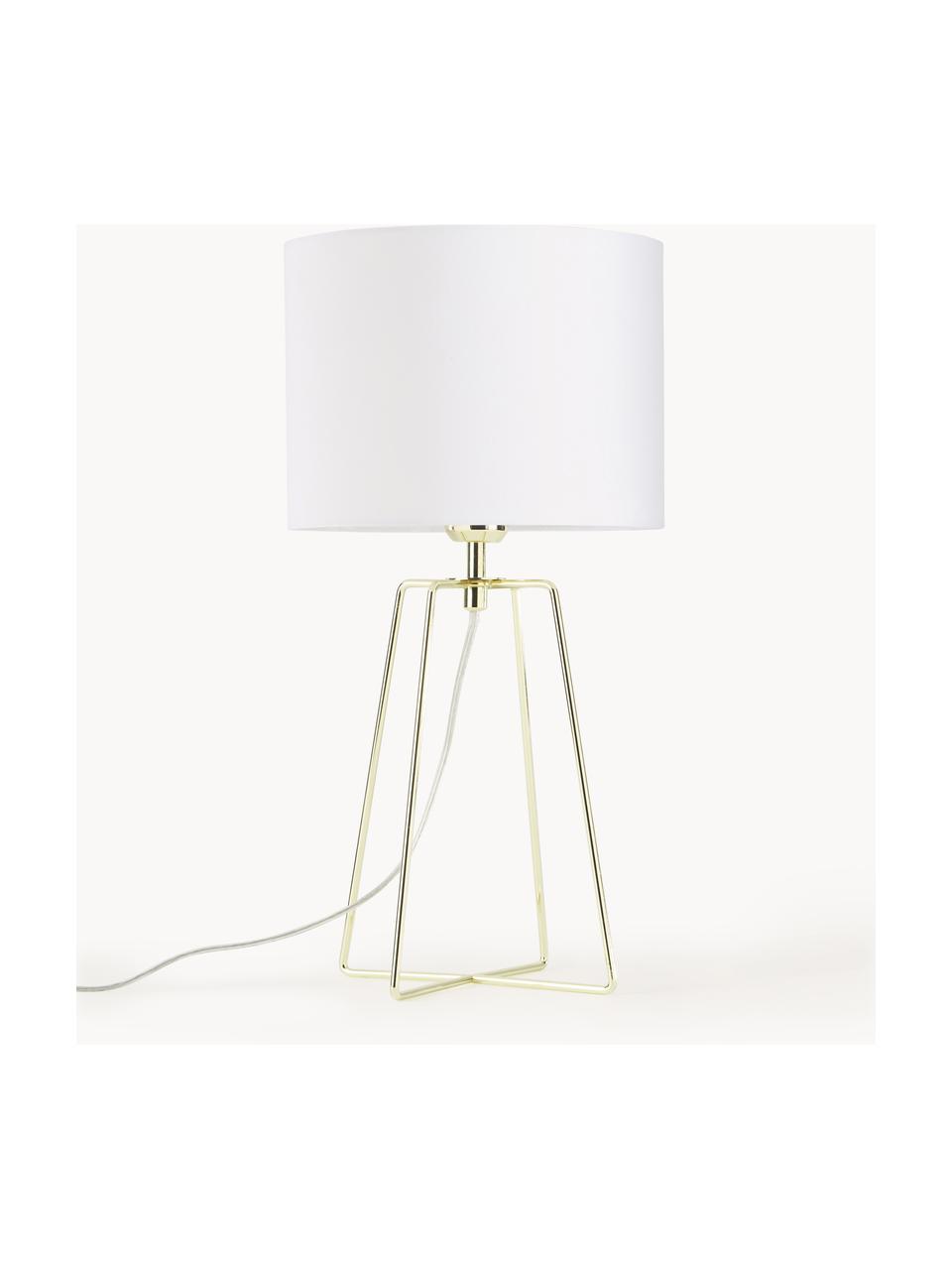 Lampa stołowa Karolina, Biały, odcienie złotego, Ø 25 x W 49 cm