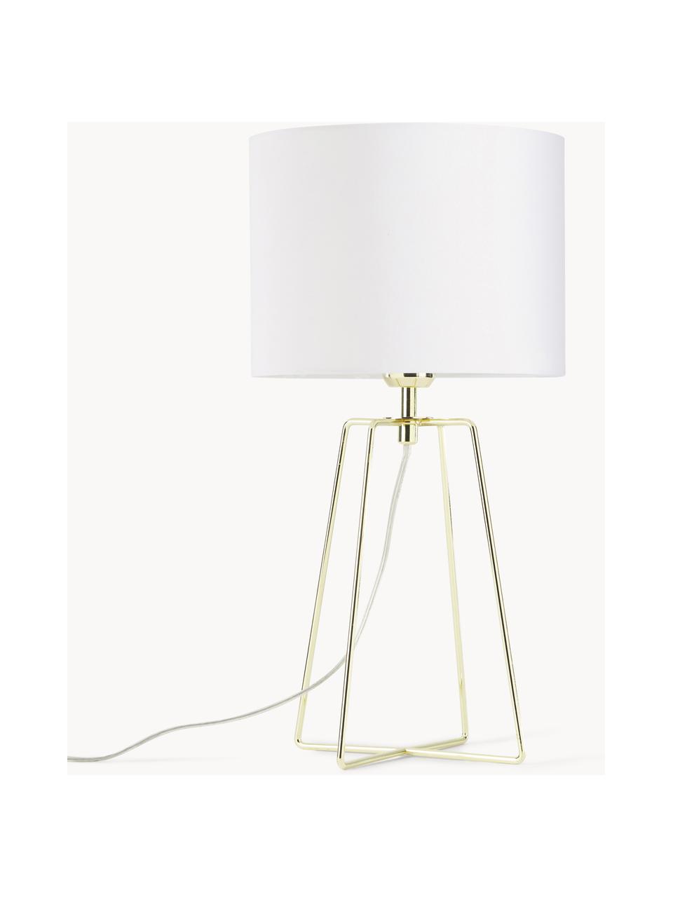 Lampada da tavolo Karolina-Gold, Paralume: cotone, Bianco, dorato, Ø 25 x Alt. 49 cm