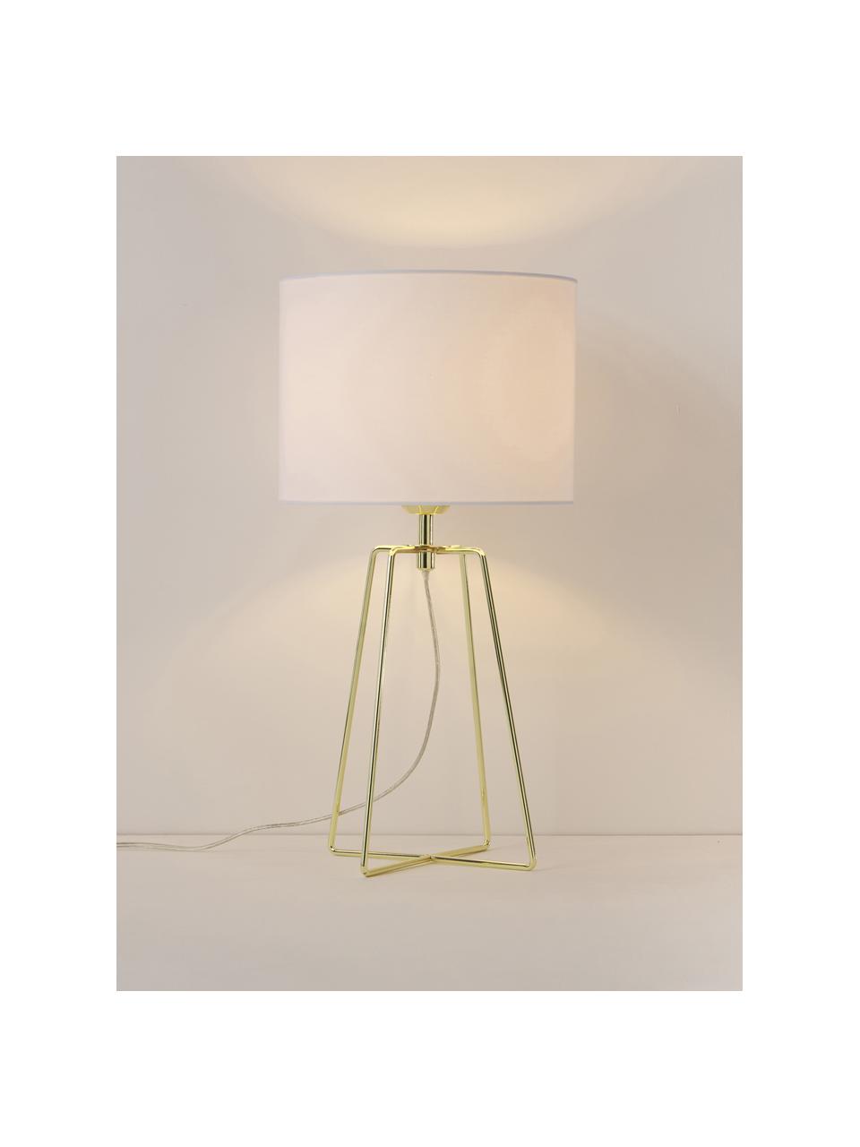 Lampada da tavolo Karolina-Gold, Paralume: cotone, Bianco, dorato, Ø 25 x Alt. 49 cm