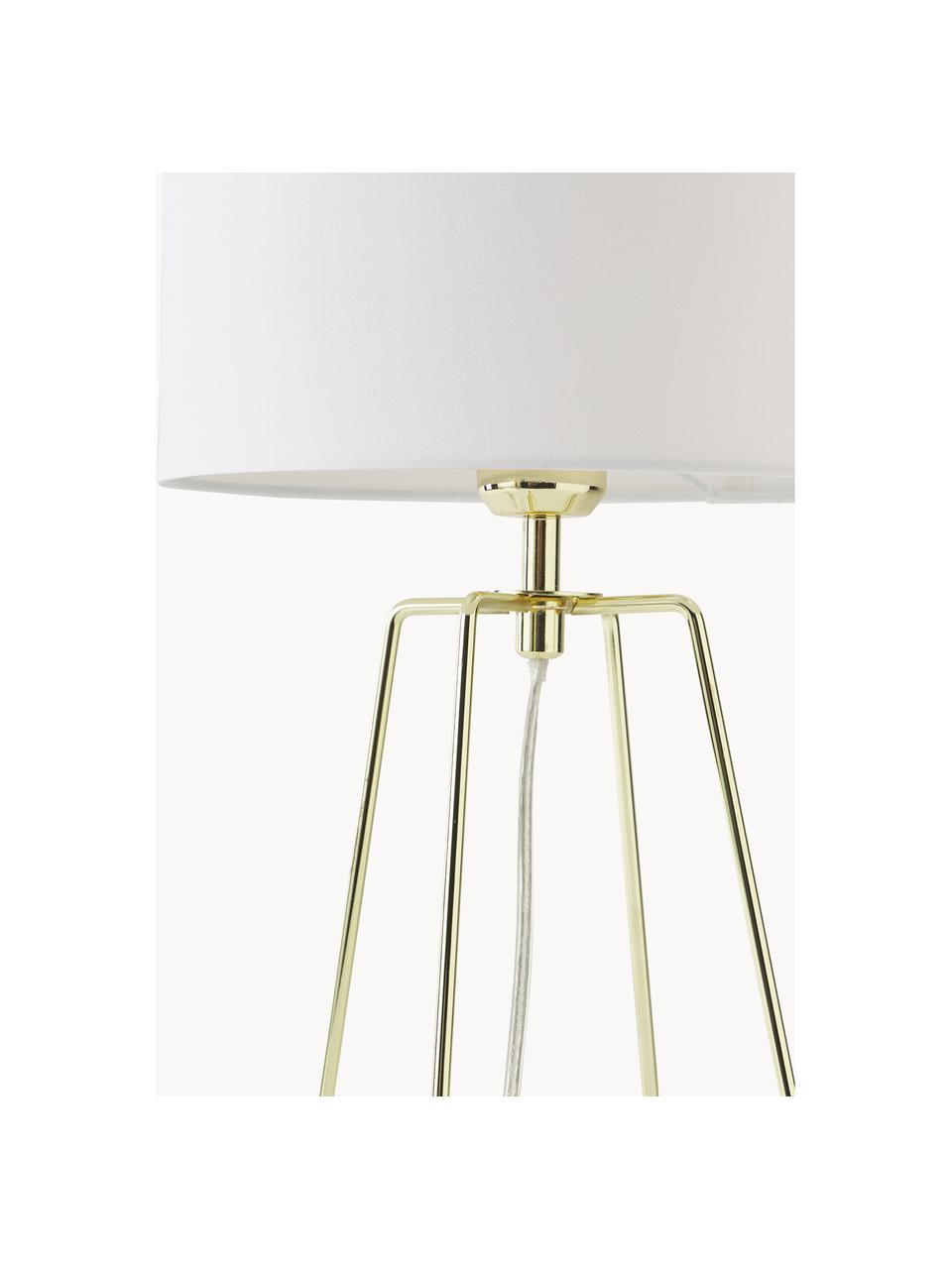 Lampada da tavolo Karolina-Gold, Paralume: cotone, Bianco, dorato, Ø 25 x Alt. 49 cm